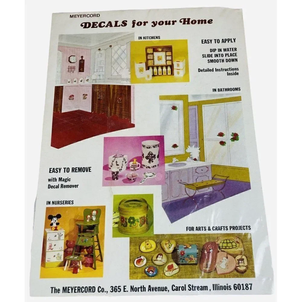 NOS Vintage 1976 Meyercord Decals Roses Flowers Floral Kitschy Transfer Crafts
